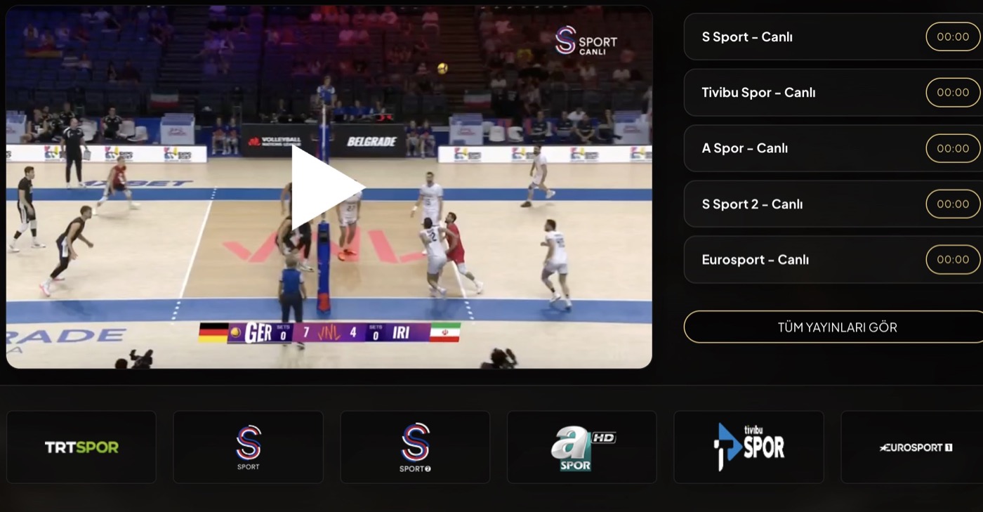 Xturka TV canlı yayın ekranı: maç oynatıcısı ve spor kanalları